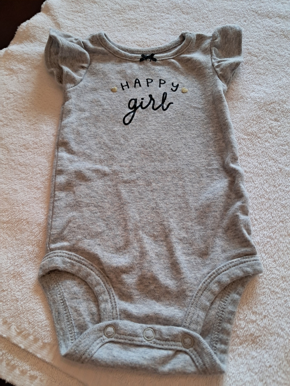 Carter's Gray "Happy Girl" Short-Sleeve Bodysuit